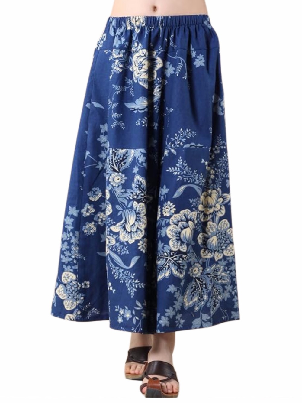 NWOT Mordenmiss Blue Floral Print Pull-On Culottes